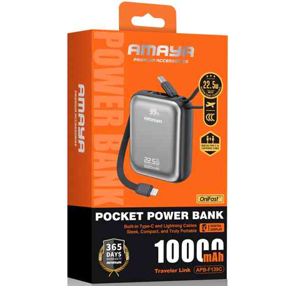 Портативное ЗУ Power Bank Amaya F139C PD22.5W with cable 10000 mAh Херсон