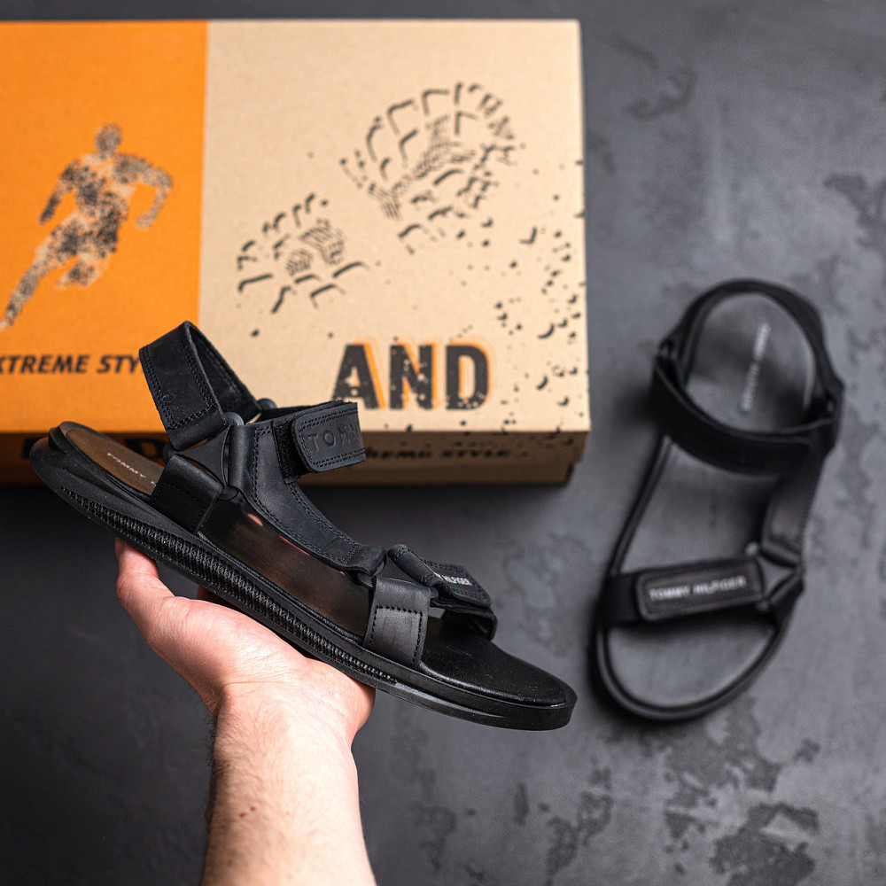 Мужские кожаные сандалии Tommy Hilfiger Black Киев - изображение 5