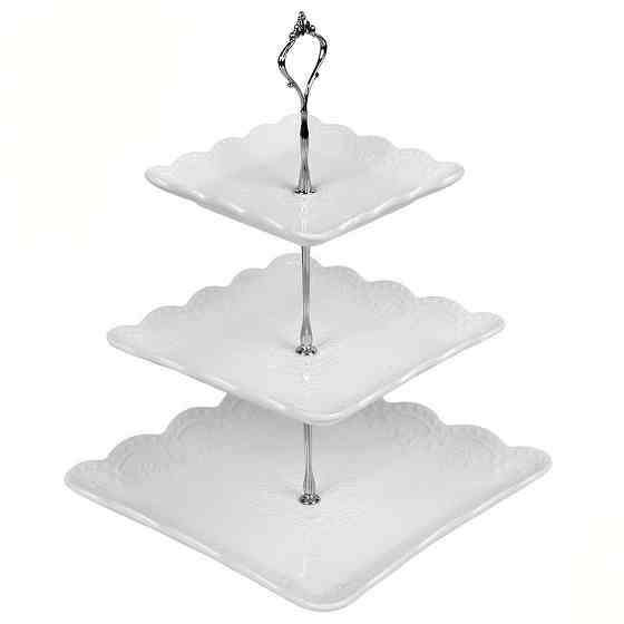 Конфетница фруктовница трёхъярусная Кружево Stenson белая MC3664 Одеса