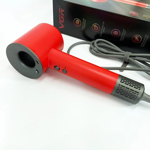 Фен VGR V-445 RED 1600 Вт красный Київ - зображення 2