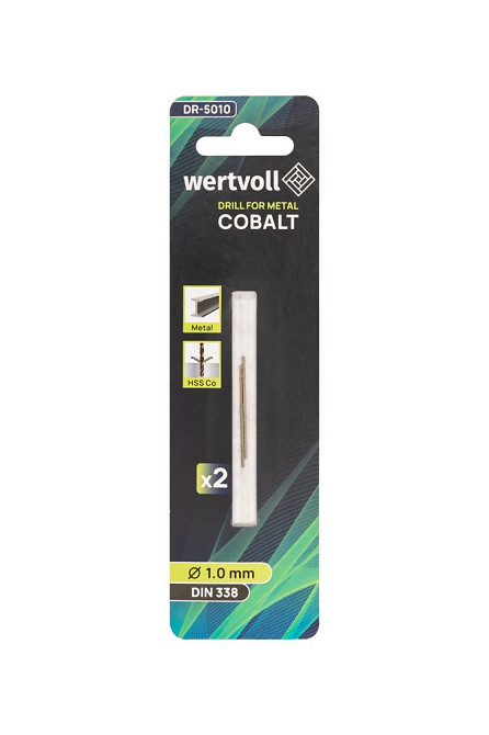 Сверло для металла WERTVOLL HSS 1.0х34 мм COBALT DIN 338 набор 2 шт DR-5010 Харьков - изображение 3