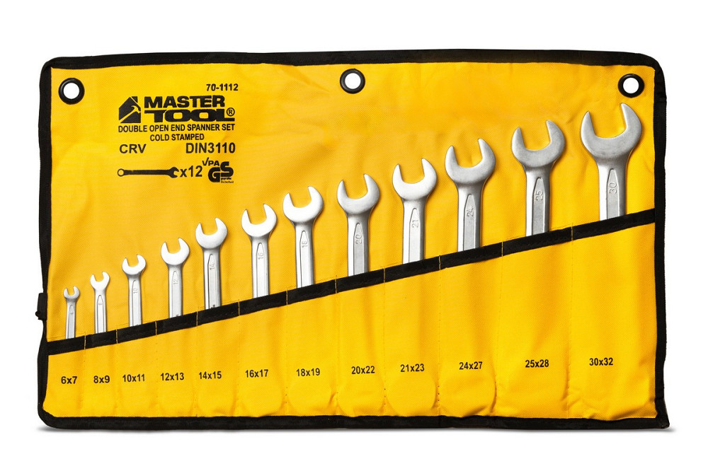 Ключи рожковые MASTERTOOL PROFI COLD STAMPED набор 12 шт (6х7-30х32 мм) CrV DIN3110 70-1112 Харків - зображення 1