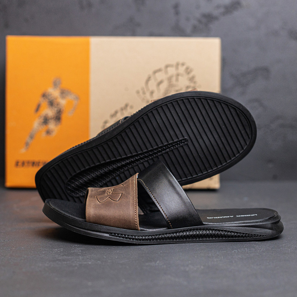 Мужские кожаные  летние шлепанцы-сланцы Under Armour Київ - зображення 9