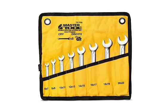 Ключи рожковые MASTERTOOL PROFI COLD STAMPED набор 8 шт (6х7-20х22 мм) CrV DIN3110 70-1108 Харків