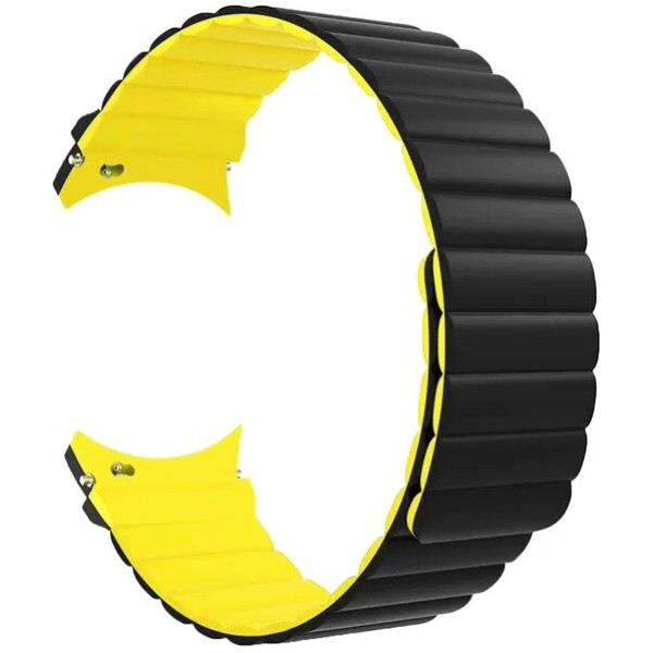 DM Ремінець Silicone Magnet для смарт-годинника Samsung/Amazfit/Huawei (20mm) Black/Yellow Харків - зображення 1