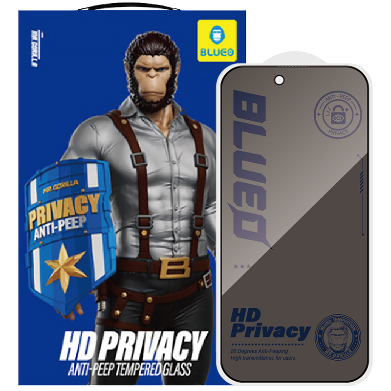 Защитное 2.5D стекло Blueo Full Cover Anti-Peep для Apple iPhone 18 Pro (6.3") Херсон - изображение 1