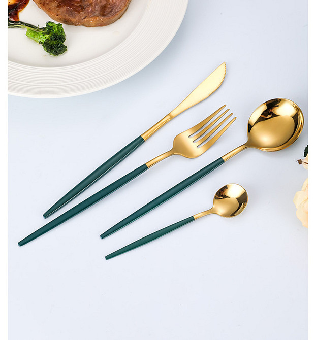 Набор столовых приборов зеленый на 2 персоны (код 00467) Київ - зображення 6