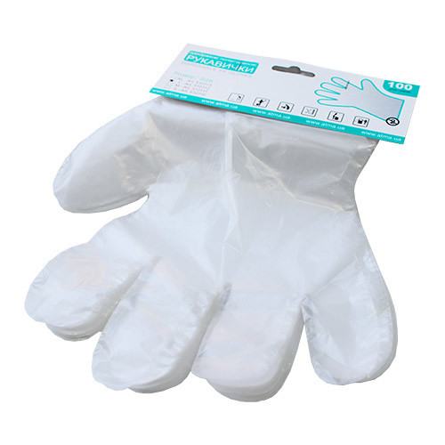 Перчатки одноразовые полиэтиленовые с еврослотом 100шт. Размер M Київ - зображення 1