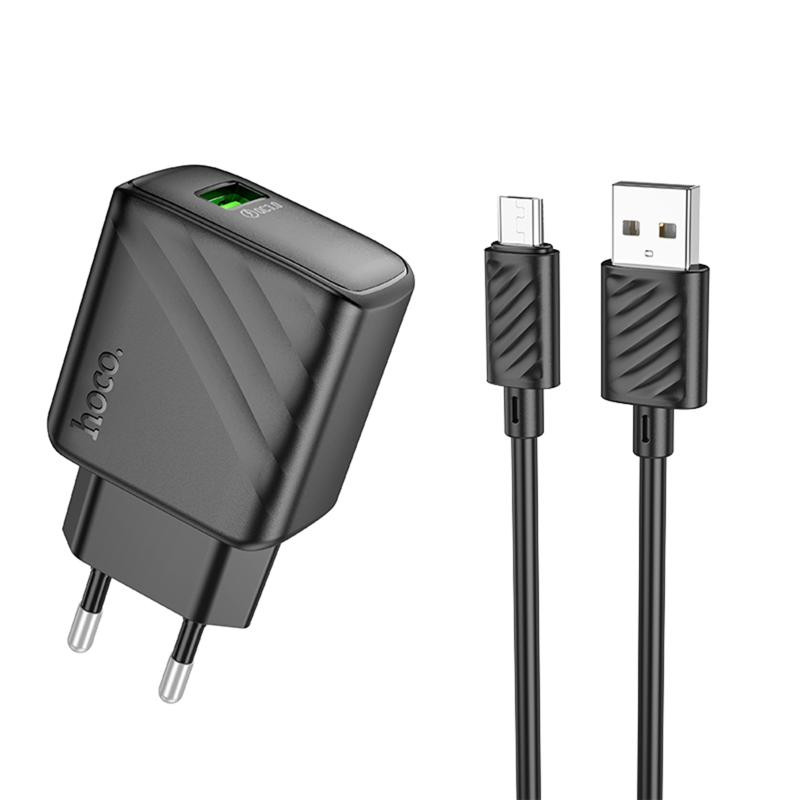 СЗУ Hoco CS21A Rich QC3.0 18W (1USB-A) + кабель USB to MicroUSB Херсон - изображение 1