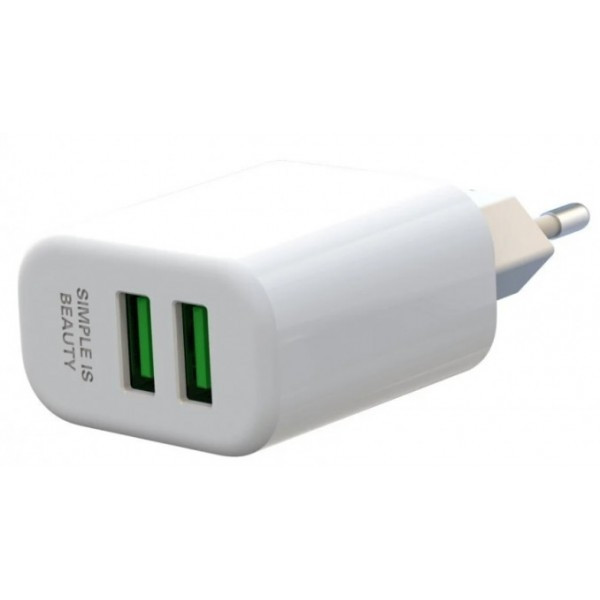 Мережевий зарядний пристрій XO L85C Double USB 12W 2.4A White (Код товару:24852) Харків - зображення 2