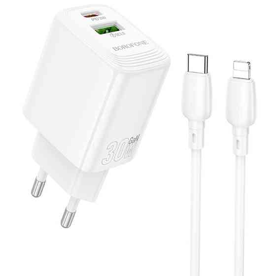 СЗУ Borofone BN29 Fuente PD30W+QC3.0 (1USB-A/1C) + кабель Type-C to Lightning Херсон