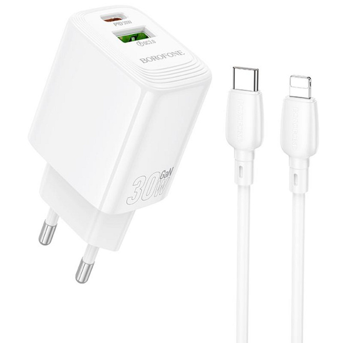 СЗУ Borofone BN29 Fuente PD30W+QC3.0 (1USB-A/1C) + кабель Type-C to Lightning Херсон - изображение 1