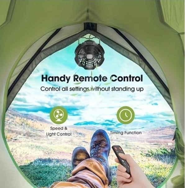 Портативний вентилятор з LED-світлом, акумулятор 5200 мАг, з дистанційним керуванням Киев - изображение 6