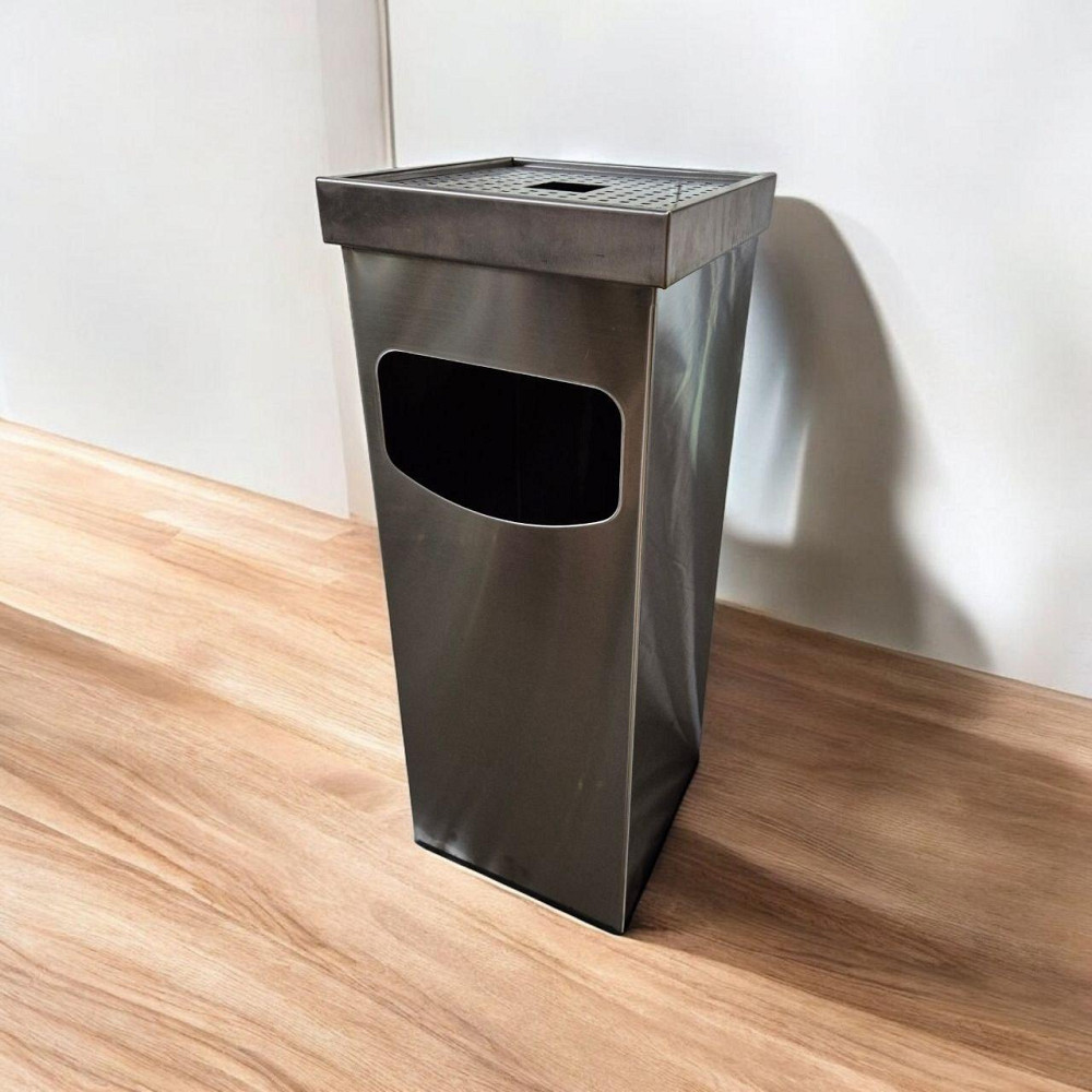 Урна-пепельница, квадратная, из нержавеющей стали, сатин 35 л (0290) Київ - зображення 2