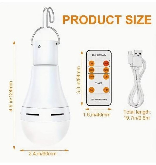 Акумуляторна LED-лампочка 7Вт з пультом дистанційного керування, час роботи до 5годин Київ - зображення 4