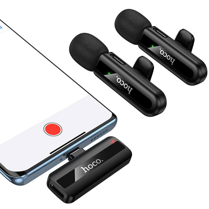 Петличный беспроводной микрофон Hoco L20A Mini Voice (Lightning/Type-C) 60 mAh Херсон - зображення 2