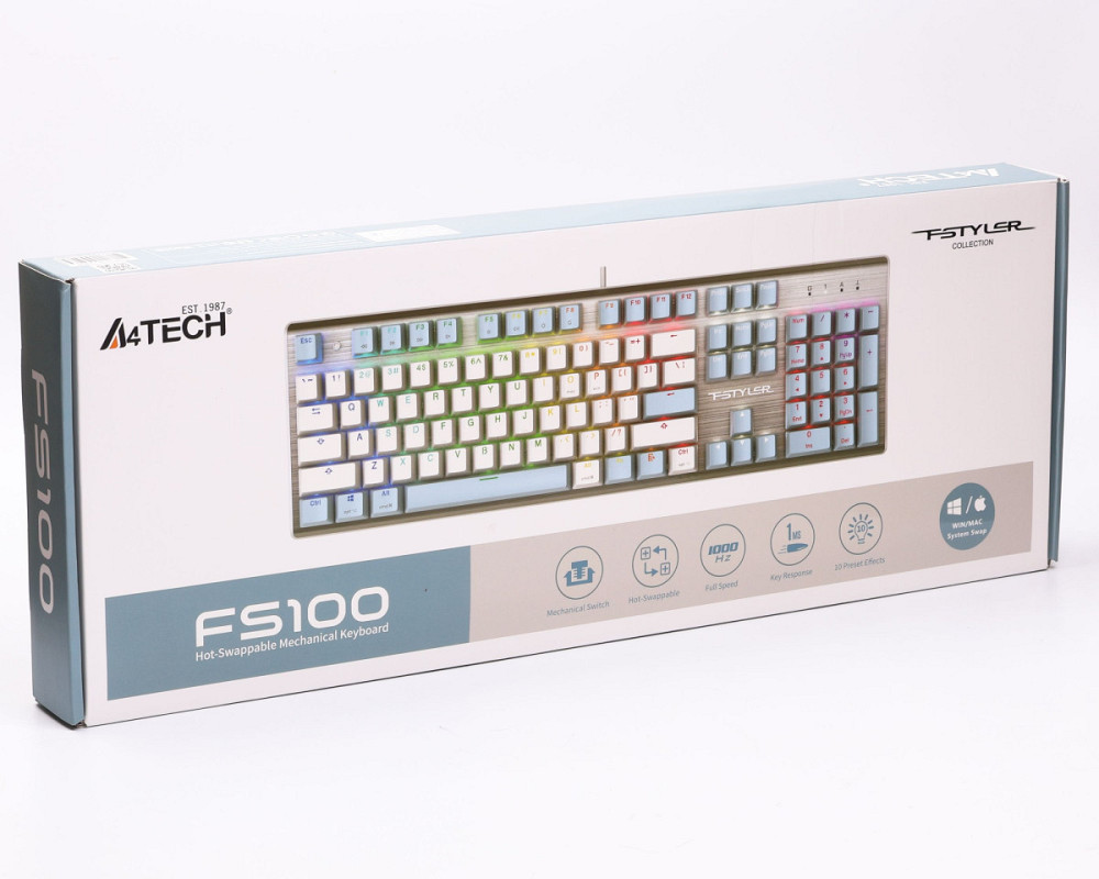 Клавиатура компьютерная проводная A4Tech Fstyler FS100(IcyBlue) голубая Київ - зображення 10