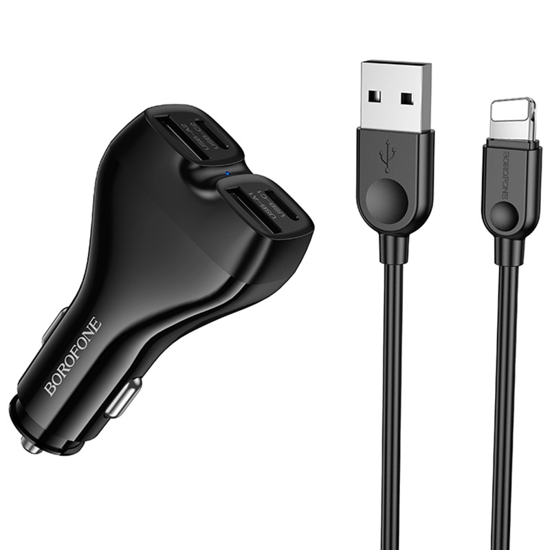 АЗУ Borofone BZ35 Leader PD15W+QC3.0 total 30W (2USB-A/2C) + кабель USB to Lightning Херсон - зображення 1
