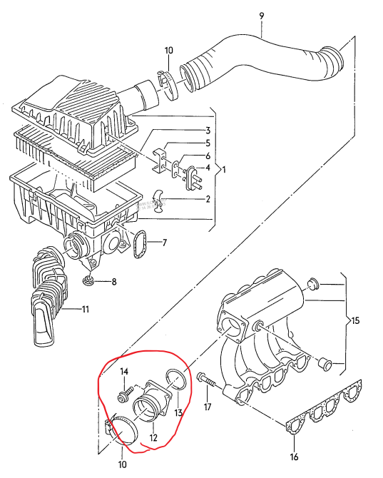 VAG 028129637C, Патрубок коллектора Фольксваген, Ауди 1.9D, оригінал Винница - изображение 4
