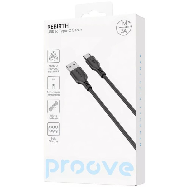 Кабель Proove Rebirth USB to Type-C 3A 1m Black  (CCRE60001201) Харьков - изображение 2