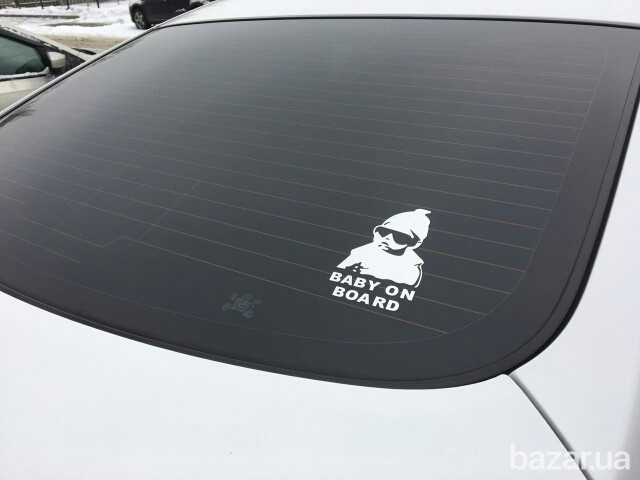 Наклейка на авто Ребенок в машине"Baby on board" Чёрная, Белая светоотражающая Бориспіль - зображення 8
