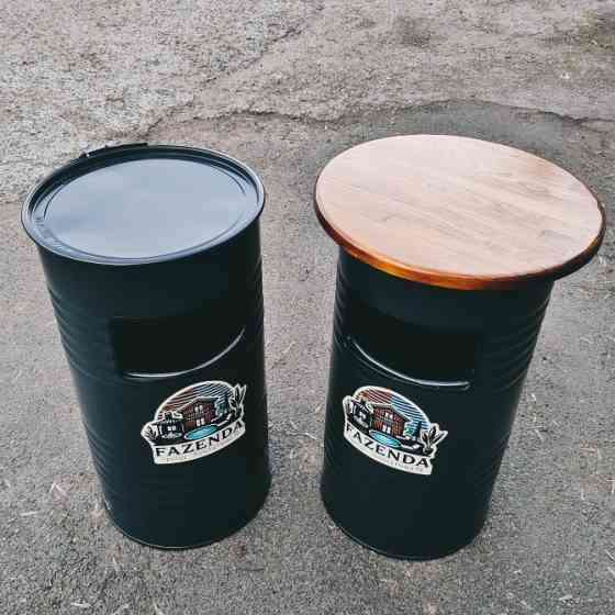 Урна з попільничкою 100 л з металевої бочки з нанесенням логотипу вашого бізнесу Київ