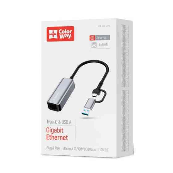 Мережевий адаптер ColorWay USB-A/USB-С 3.0 to RJ45 (CW-AD-CRG) Харків