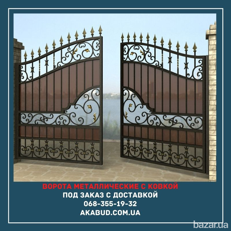 Ворота с ковкой металлические распашные с калиткой Кривий Ріг - зображення 5