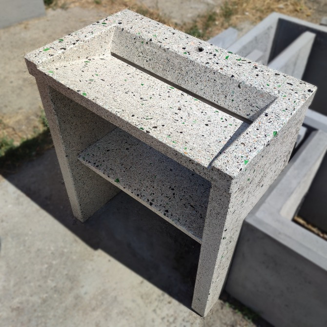 Умывальник из бетона самостоятельно стоящий тумба щелевой Одеса - зображення 4