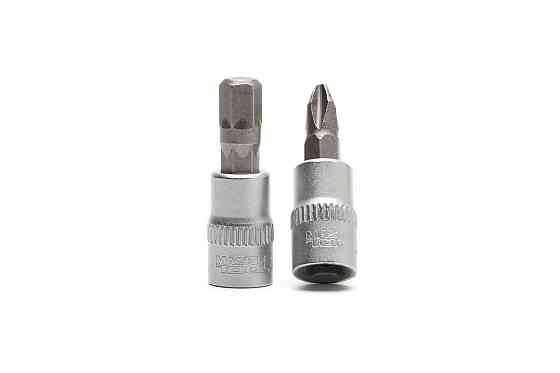 Набор головок торцевых MASTERTOOL ¼" с отверточными насадками PH1-2-3/ PZ1-2-3/ HEX3-4-5-6-7 CrV 11  Харків