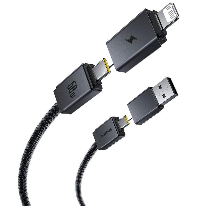 Дата кабель Baseus Versatile Two-for-Two USB/Type-C to Type-C/Lightning 60W (0.6m) (P10383000) Херсон - зображення 1