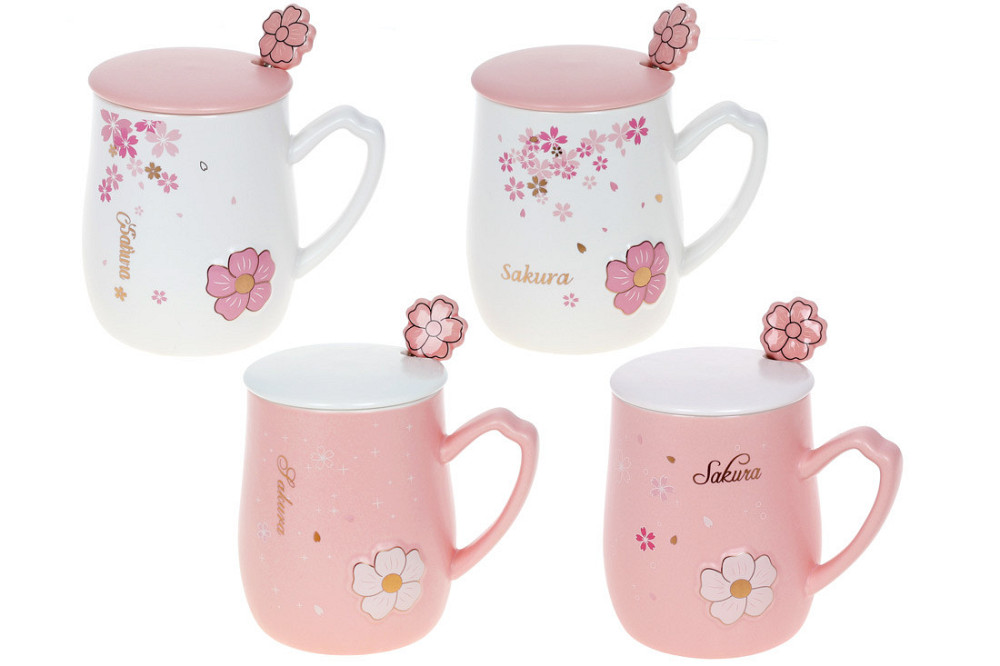 Кружка з кришкою та ложкою Bona Di Sakura 927-221 380 мл Київ - зображення 1
