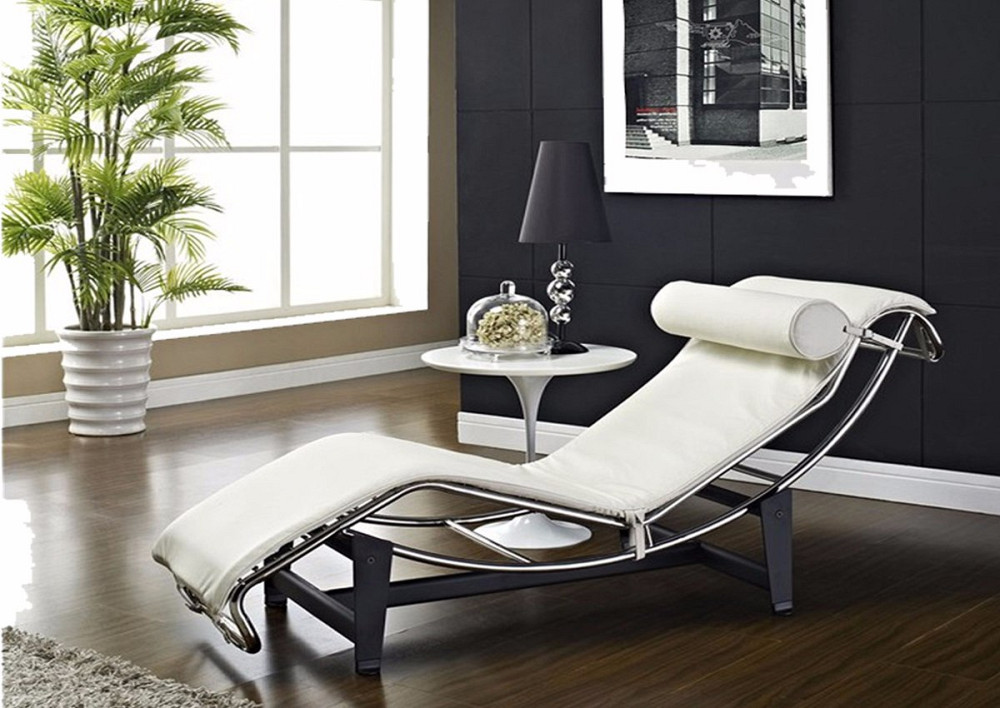 Шезлонг Лекор шкірозамінник, нержавіюча сталь, білий Дніпро - зображення 4