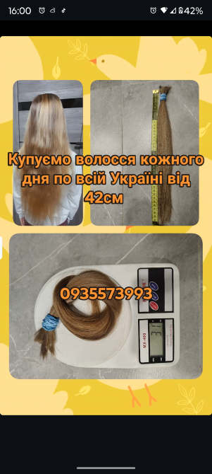 Продати волосся дорого по всій Україні від 42см -0935573993 Днепр - изображение 1