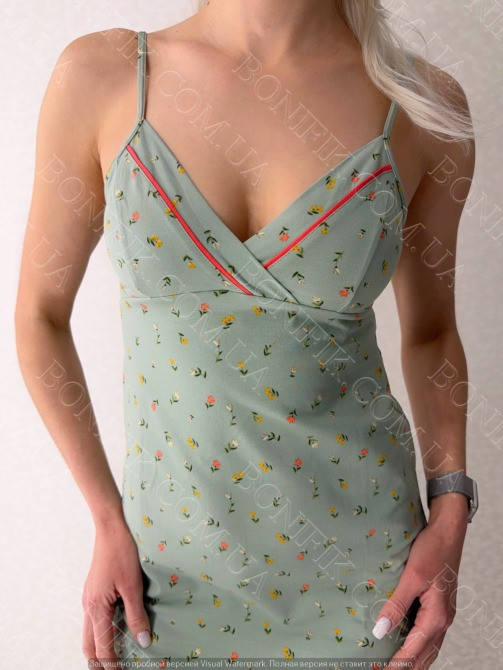 Женская ночная сорочка на тонких бретелях "Green Meadow" (арт. LDK 118/18/03) Кривий Ріг - зображення 3