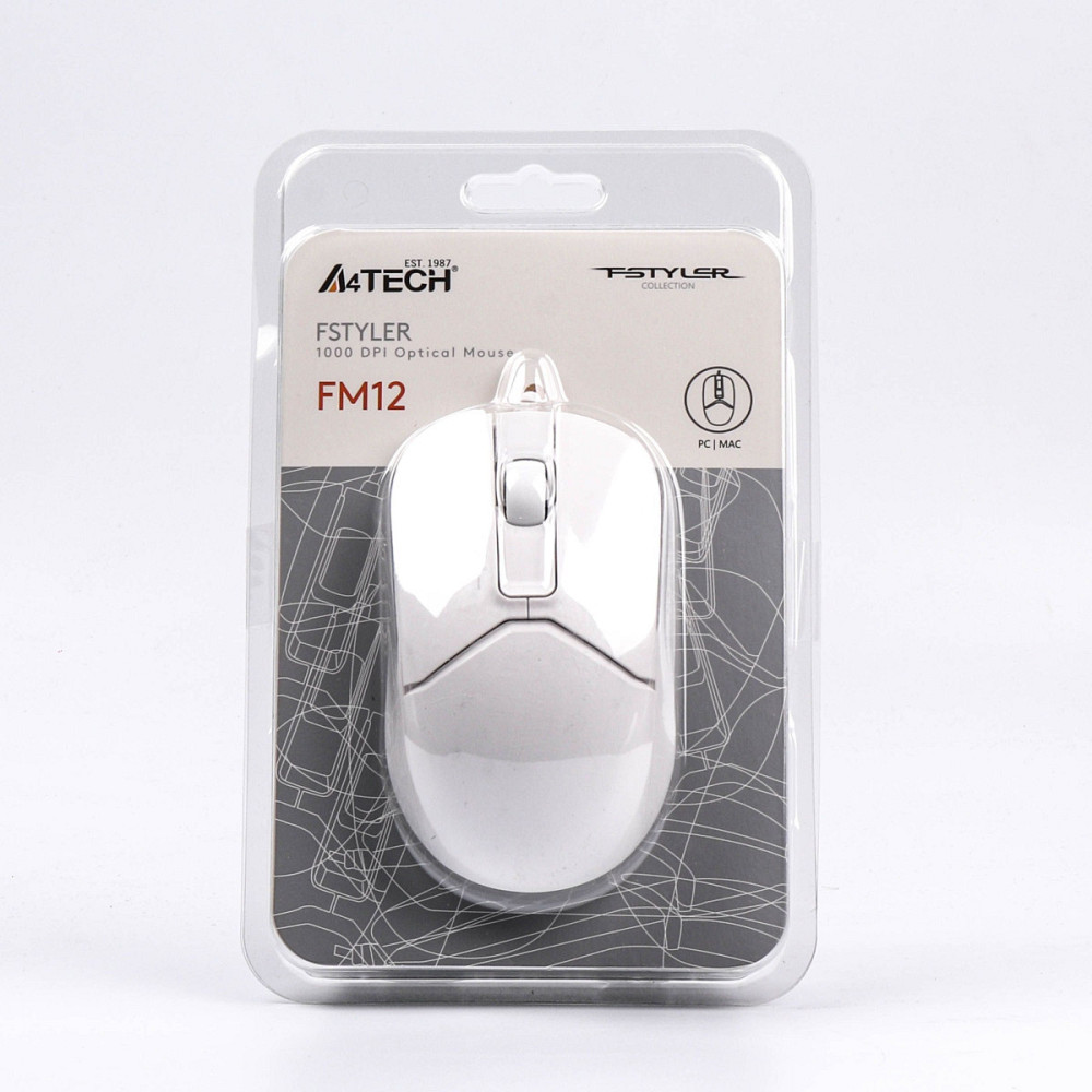 Мышь компьютерная проводная A4Tech FM12 USB White белая Киев - изображение 9