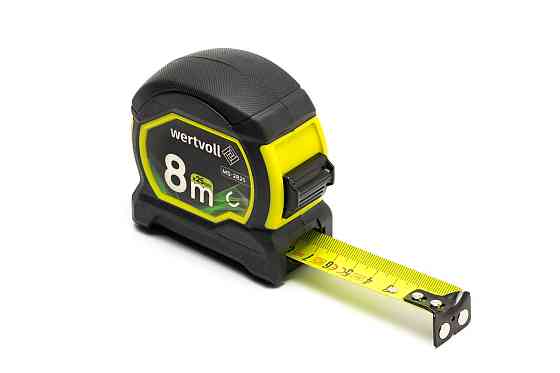 Рулетка WERTVOLL 8 м х 25 мм с магнитами фиксатор полотна покрытие TPR нейлоновое покрытие MS-2825 Харків
