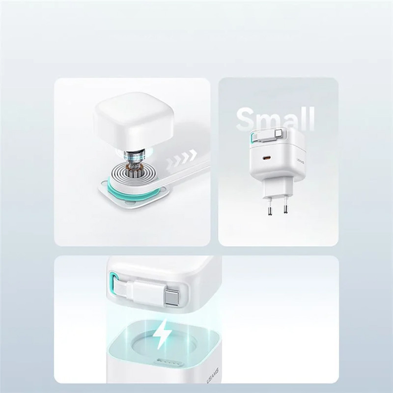 СЗУ Usams US-CC202 GaN With Type-C Magnetic Retractable Cable Module XMF Ser. 35W (2USB-C) Херсон - зображення 5