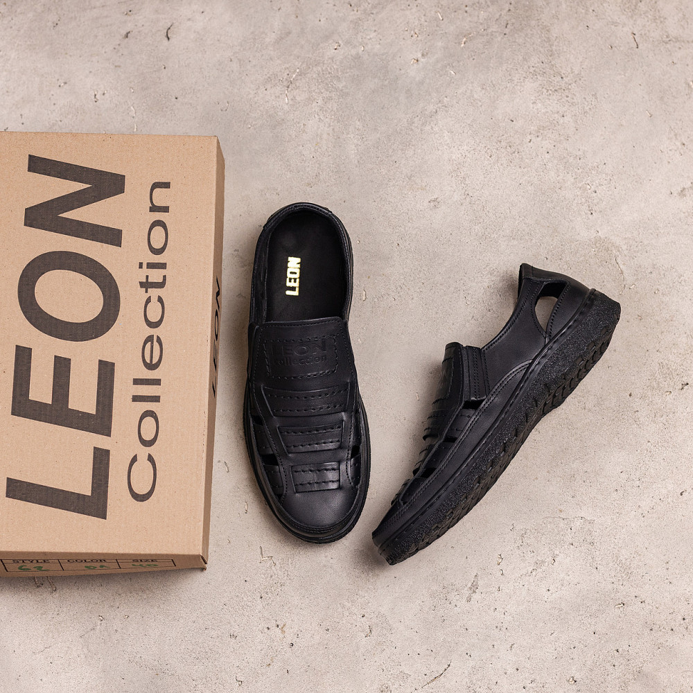 Мужские кожаные летние туфли Leon  Black Киев - изображение 6