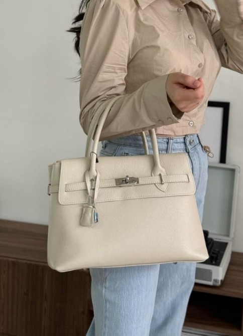 кожаная бежевая сумка , черная Итальянская в натуральной коже гермес реплика TS00380 Київ - зображення 3