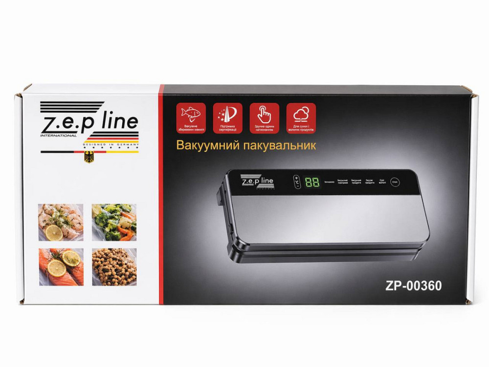 Вакууматор с 20 вакуумными пакетами и рулоном Zepline ZP-00360 200 Вт серебристый Київ - зображення 8