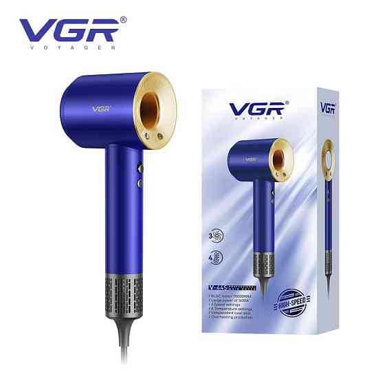 Фен професійний VGR V-445 BLUE, 3 рівні обдування, 4 рівні температури, 1600 Вт Харків