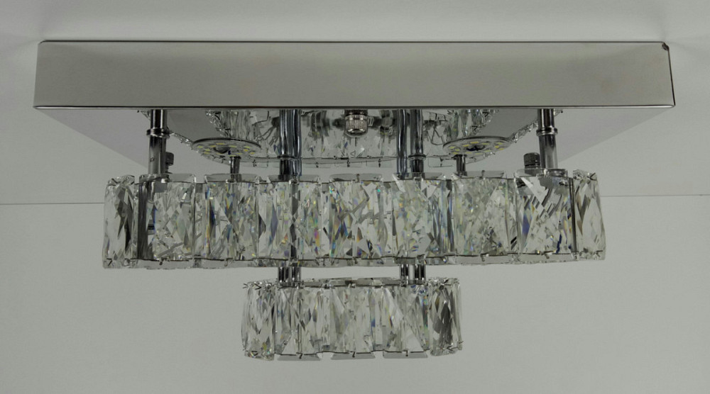 Люстра стельова кришталева LED з пультом C1787/350*350-ch Хром 18х33х33 см. Київ - зображення 1