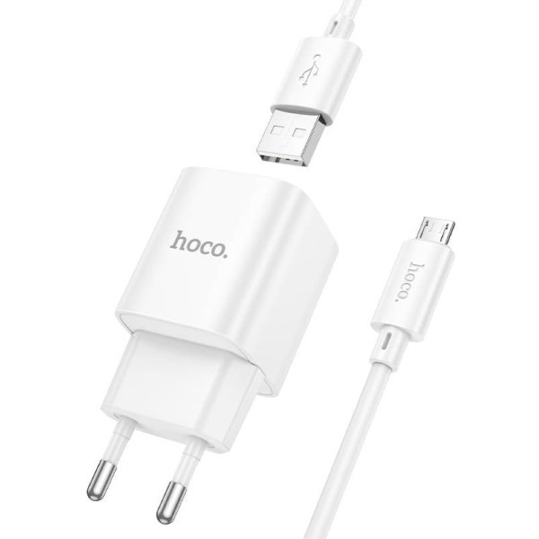 Мережевий зарядний пристрій Hoco C145A Charm QC3.0 18W 1USB 3A with MicroUSB cable White Харків - зображення 5