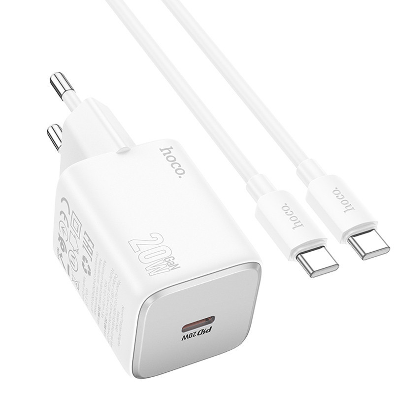СЗУ Hoco N40 Mighty PD20W (1USB-C) + кабель Type-C to Type-C Херсон - зображення 3