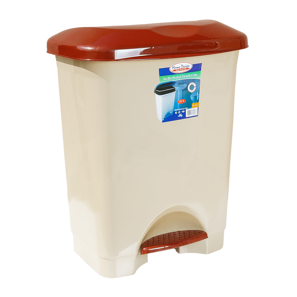Ведро для мусора с педалью Irak Plastik Stella 45л бежевое Київ - зображення 1