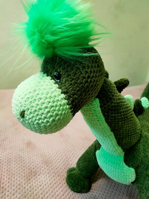 Велика м'яка іграшка в'язана зелена Динозавр дракон плюшева ручна робота Нововолынск - изображение 4