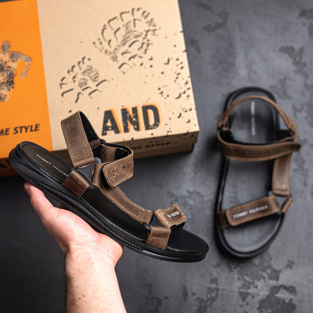 Мужские кожаные сандалии Tommy Hilfiger Olive Киев - изображение 8