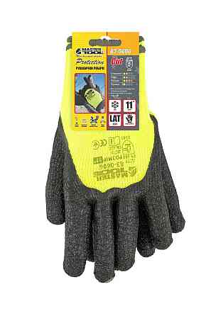 Перчатки акриловые утепленные MASTERTOOL с морщинистым латексным покрытием ¾ 11" подвес неоново-черн Харьков