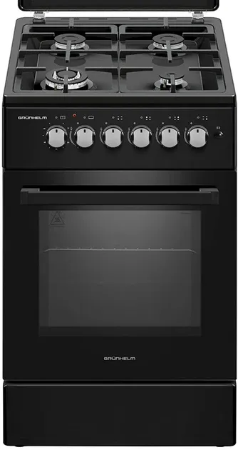 Плита кухонная газовая Grunhelm G4F56124B черная Газ-контроль Электроподжиг Газовая духовка 54 л реш Київ - зображення 4
